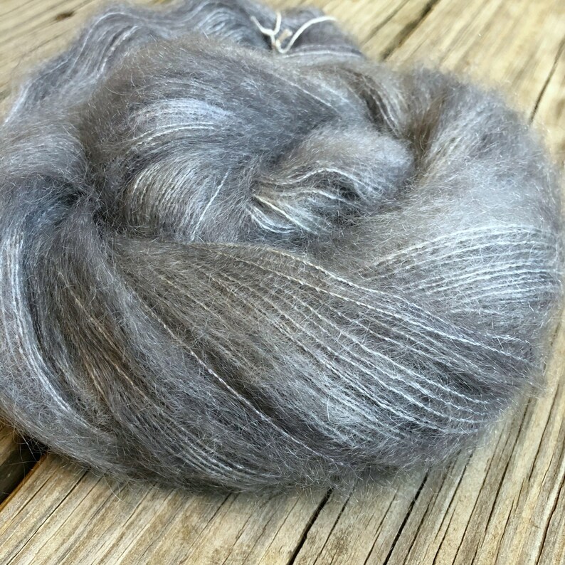 hand dyed kid silk treasures lace yarn brushed kid mohair silk yarn ghost ship gray lace weight yarn