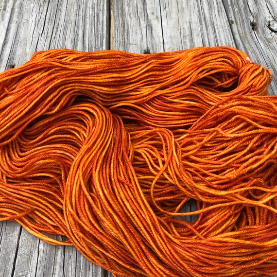 Land Orange Hand Dyed Merino Wool Yarn Worsted Wt