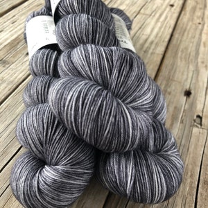 Hand Dyed Sock Yarn, Ghost Ship, Charcoal Gray, Treasured Toes Sock Yarn image 2