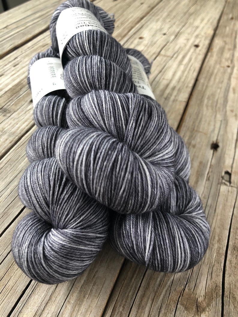 Hand Dyed Sock Yarn, Ghost Ship, Charcoal Gray, Treasured Toes Sock Yarn image 2