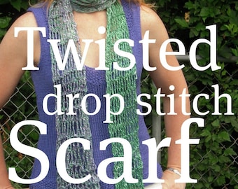 PDF Handspun Scarf Pattern Twisted Drop Stitch Easy Knitting Pattern for Handspun Yarn Digitial Download SELL items knit from this