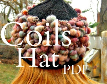 PDF Coils Hat Pattern handspun art yarn knitting Digital Download SELL items knit from this