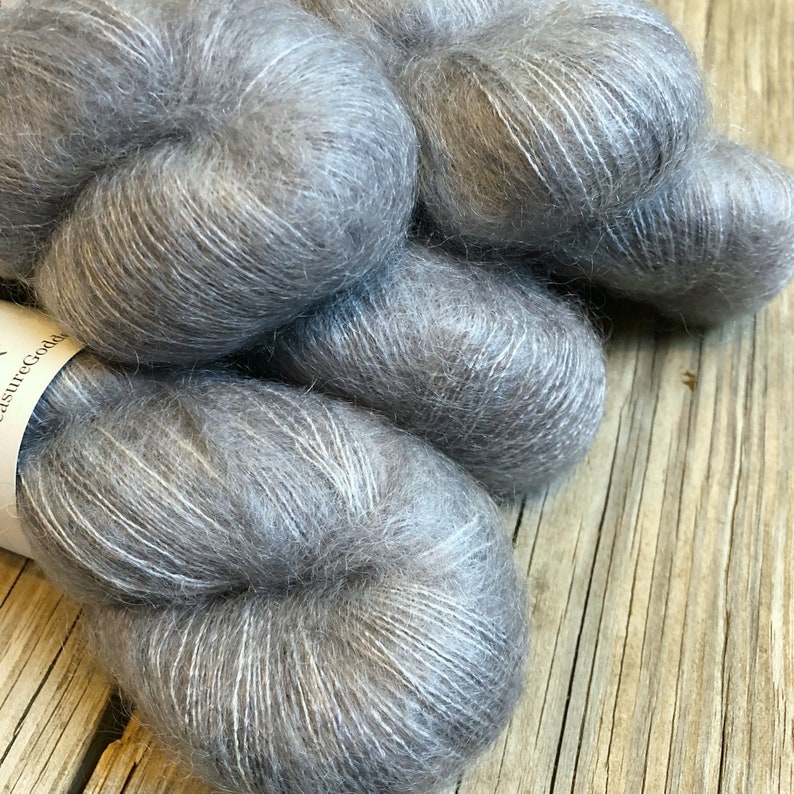 hand dyed kid silk treasures lace yarn brushed kid mohair silk yarn ghost ship gray lace weight yarn