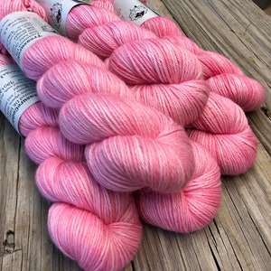 Hand Dyed DK Yarn, Treasured DK Luxe, Damsel in Distress Pink, baby alpaca cashmere silk image 4