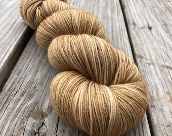 Hand Dyed Sock Yarn, Sandy Beach, Taupe Tan, Treasured Toes Sock Yarn