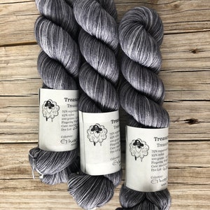 Hand Dyed Sock Yarn, Ghost Ship, Charcoal Gray, Treasured Toes Sock Yarn image 5