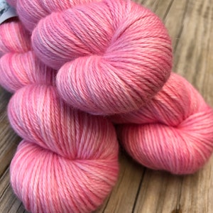 Hand Dyed DK Yarn, Treasured DK Luxe, Damsel in Distress Pink, baby alpaca cashmere silk image 1