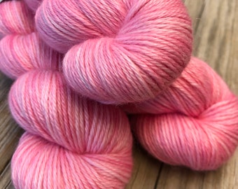 Hand Dyed DK Yarn, Treasured DK Luxe, Damsel in Distress Pink, baby alpaca cashmere silk