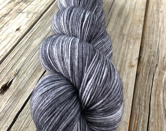 Hand Dyed Sock Yarn, Ghost Ship, Charcoal Gray, Treasured Toes Sock Yarn