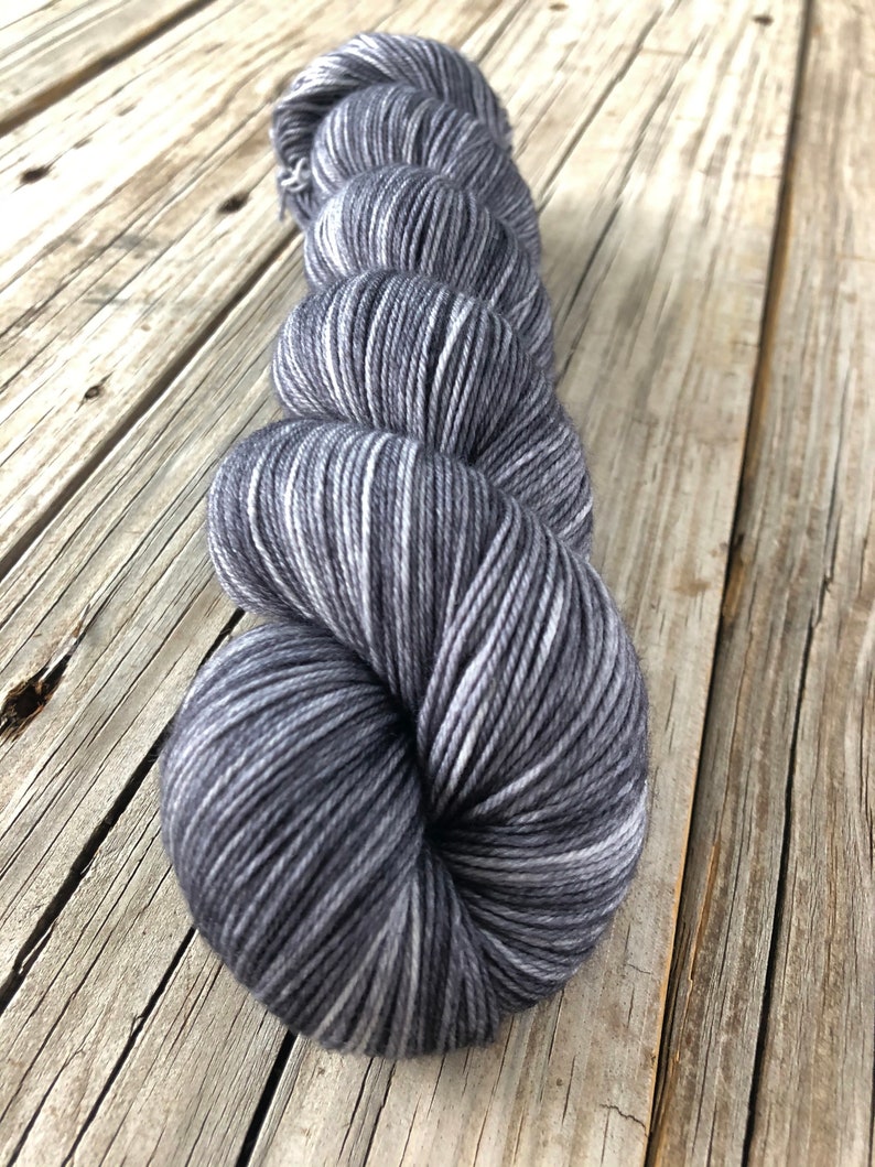 Hand Dyed Sock Yarn, Ghost Ship, Charcoal Gray, Treasured Toes Sock Yarn image 1