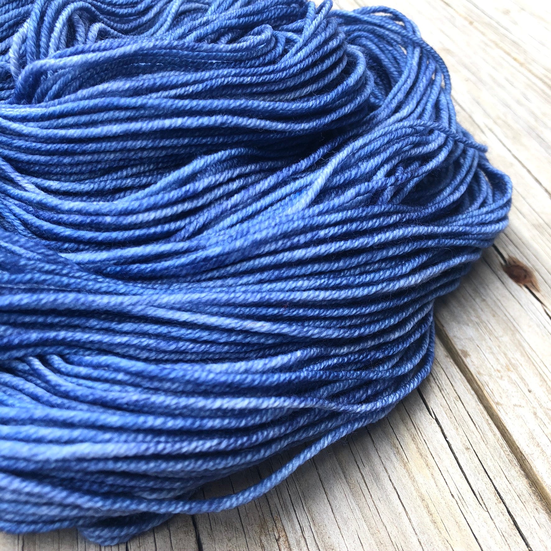 denim blue Hand Dyed Worsted Weight Yarn, Sharks in the Shallows
