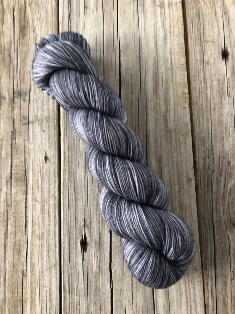 Hand Dyed Sock Yarn, Ghost Ship, Charcoal Gray, Treasured Toes Sock Yarn image 4