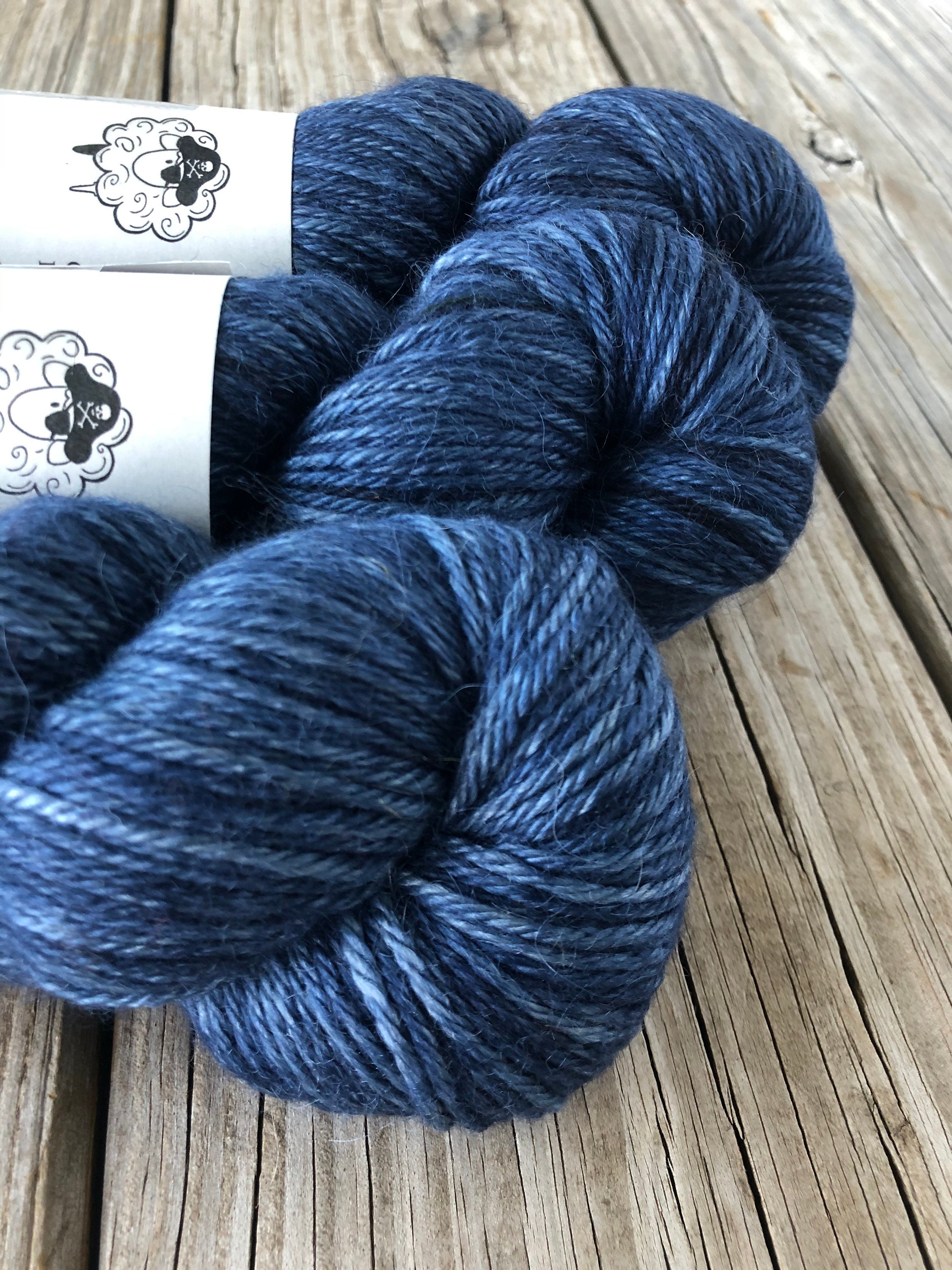 Navy blue cashmere silk alpaca yarn Hand Dyed DK Yarn Davy Etsy