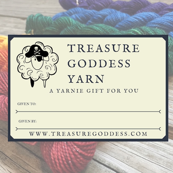 Gift Card, Treasure Goddess Yarn, Gift Certificate