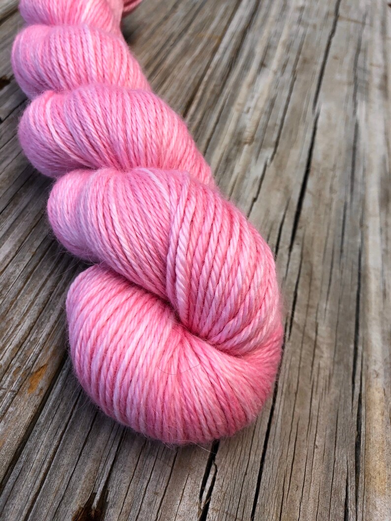 Hand Dyed DK Yarn, Treasured DK Luxe, Damsel in Distress Pink, baby alpaca cashmere silk image 2