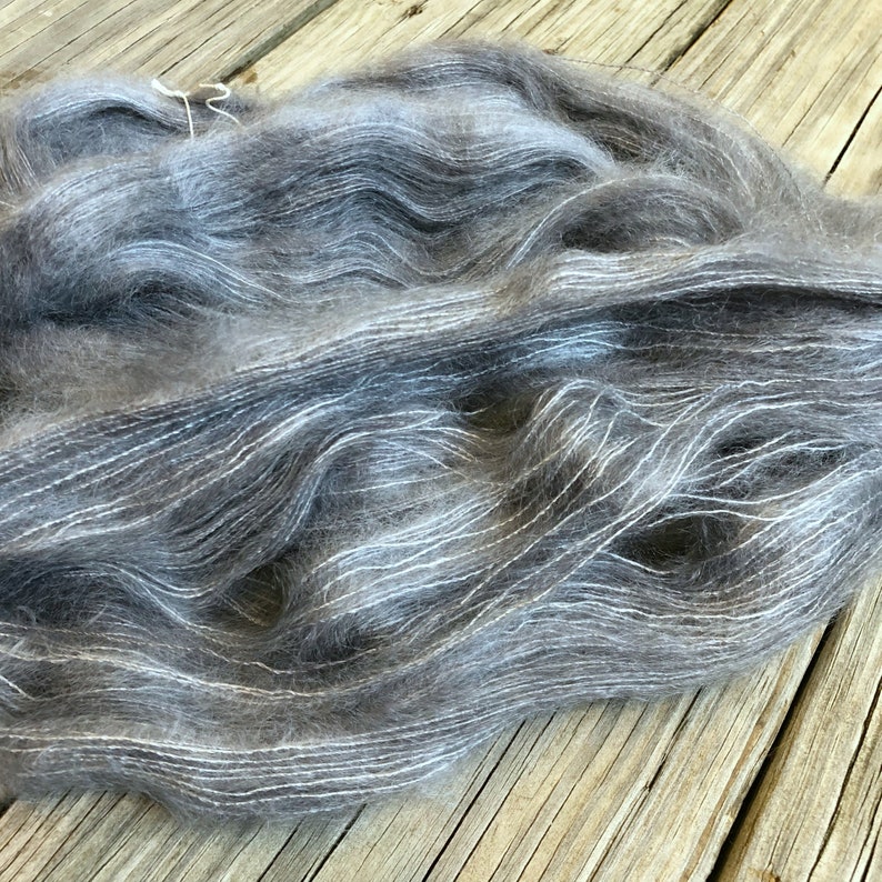 hand dyed kid silk treasures lace yarn brushed kid mohair silk yarn ghost ship gray lace weight yarn