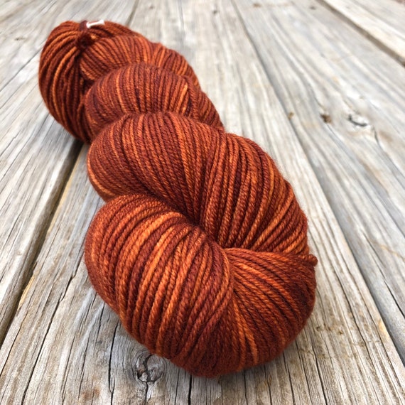 Copper Hand Dyed Worsted Weight Yarn, Copper Cove, Treasured