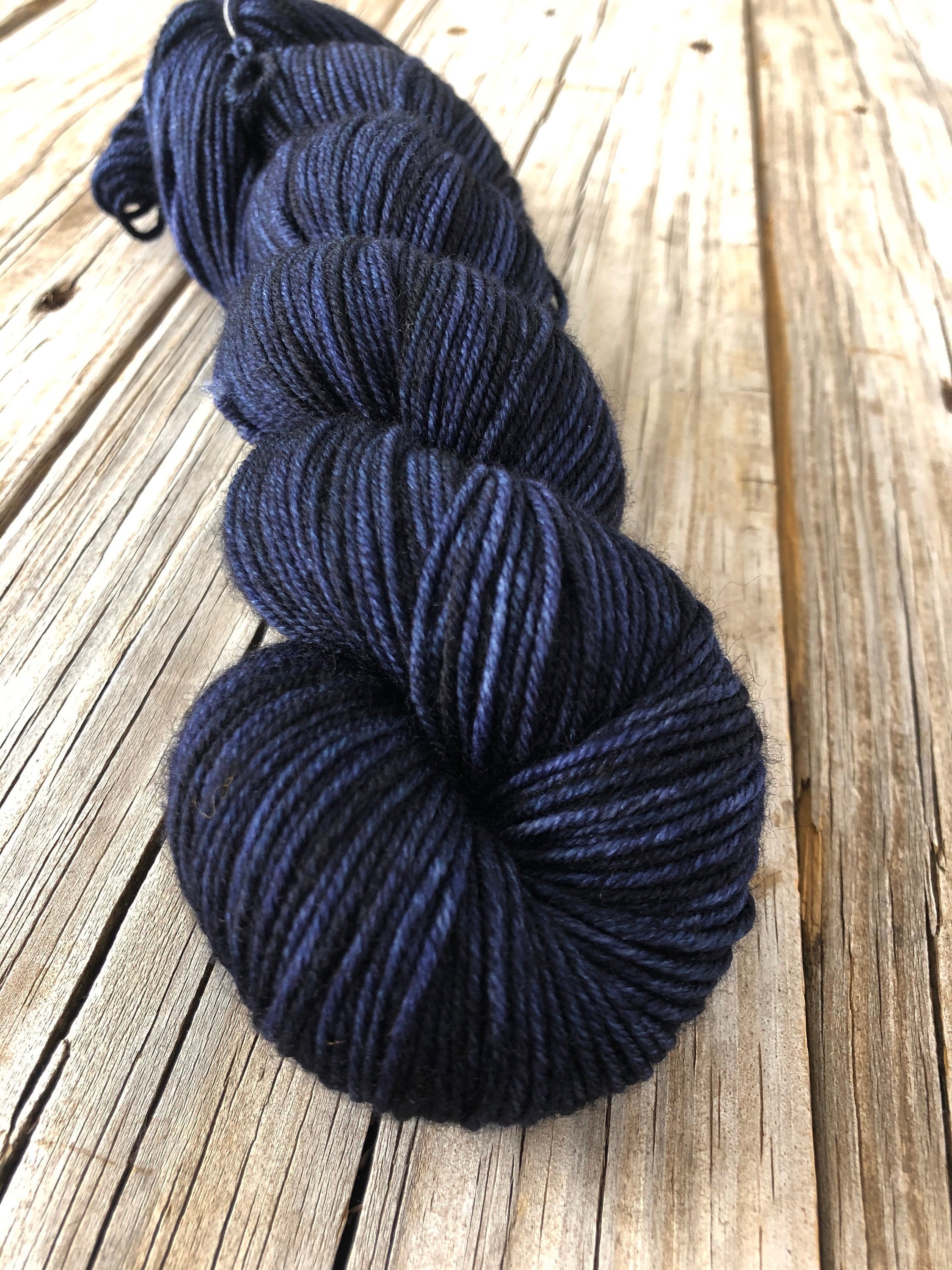 navy blue Hand Dyed DK Yarn, Fathoms Deep, DK Treasures