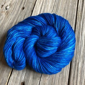 Sapphire blue Hand Dyed DK Luxury Yarn, Swimmin' with the Fishes, Treasured DK Luxe, baby alpaca silk cashmere image 3