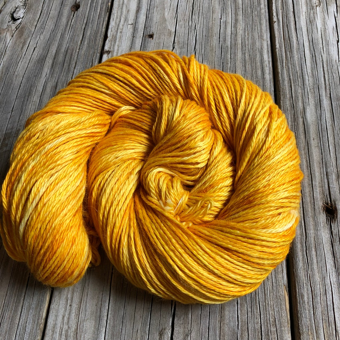 Goldenrod Yellow Cashmere Silk Alpaca Yarn Hand Dyed DK Yarn Etsy