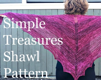 PDF Simple Treasures Lace Shawl Knitting Pattern Sock Yarn Digital Download Fingering Weight sockyarn shawl pattern treasuregoddess