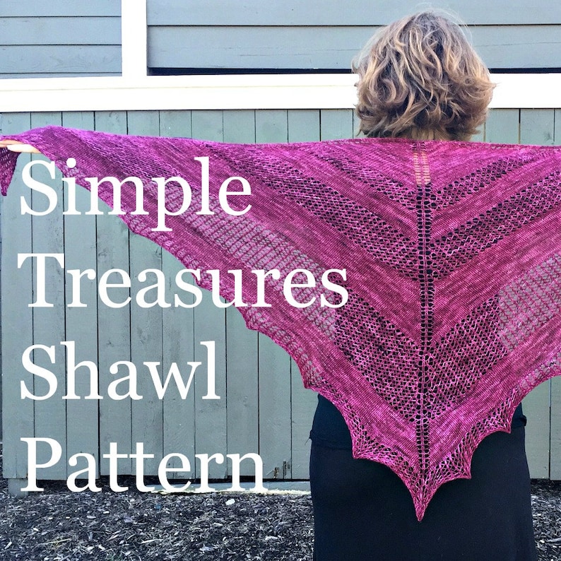 PDF Simple Treasures Lace Shawl Knitting Pattern Sock Yarn Digital Download Fingering Weight sockyarn shawl pattern treasuregoddess image 1