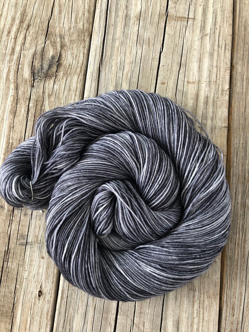 Hand Dyed Sock Yarn, Ghost Ship, Charcoal Gray, Treasured Toes Sock Yarn image 3