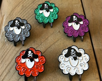 Pirate Sheep Enamel Pin knitters crocheters spinners