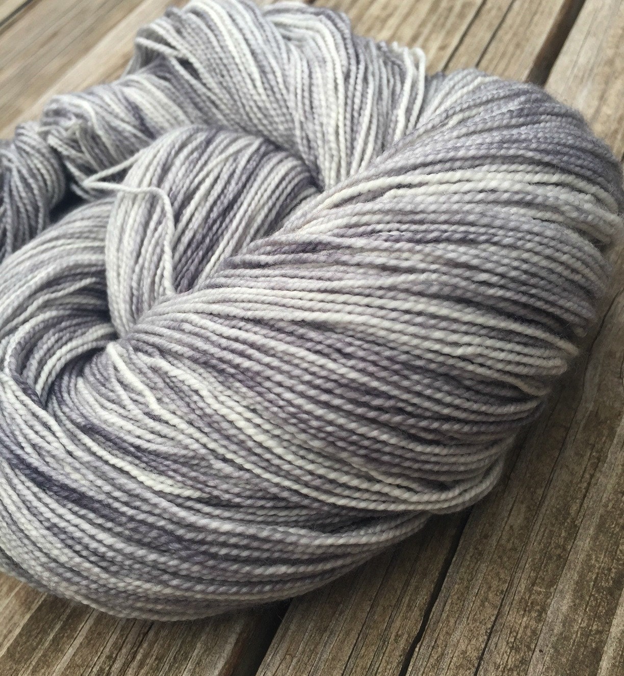 Hand Dyed Sock Yarn Silver Gray Shawl Length Super Skein