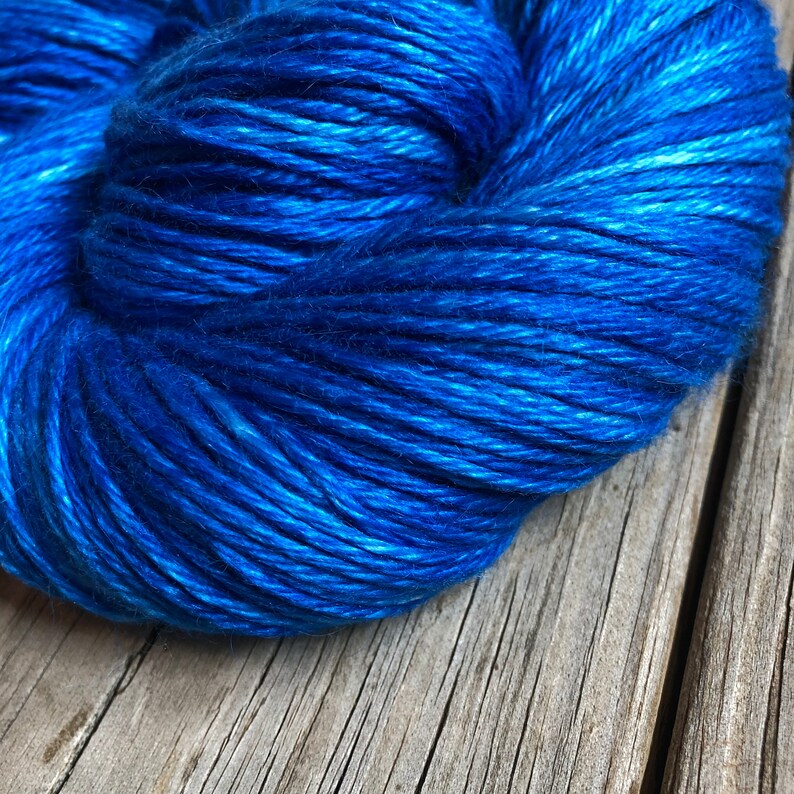 Sapphire blue Hand Dyed DK Luxury Yarn, Swimmin' with the Fishes, Treasured DK Luxe, baby alpaca silk cashmere image 5