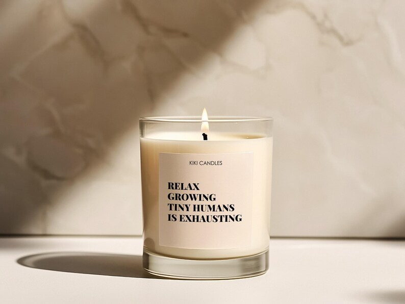 Baby Shower Gift Handmade Soy Wax Candle New Mom Present Parenting Humor Message Relaxation Gift Idea Premium Natural Ingredients Long Lasting Fragrance Special Keepsake Item Nursery Decoration Perfect New Parent Gift Funny Message Design
