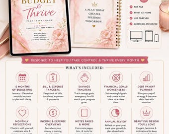 12-Month Budget Planner | Digital Financial Wellness Tracker (PDF Download)