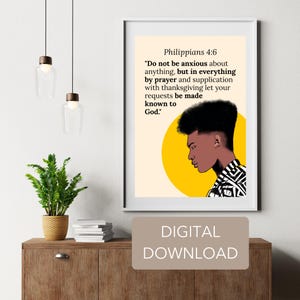 Philippians 4:6 Inspirational Scripture Wall Art | Christian Digital Download | Bible Verse | Bedroom/Living Room Decor | Stop Anxiety, Pray