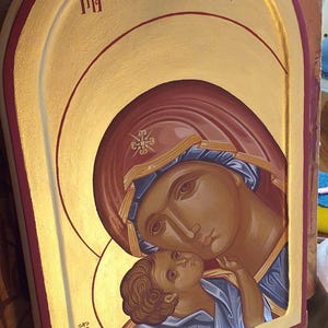 Hand-Painted Byzantine Orthodox Icon on Wood – Traditional Egg Tempera Religious Art – Christian Wall Decor – Sacred Iconography