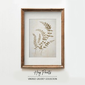 Cuadro vintage de helechos, arte de pared botánico de estilo campestre francés, decoración de flores de estilo rústico para sala de estar, impresión digital IMPRIMIBLE/Impresiones de abrazos