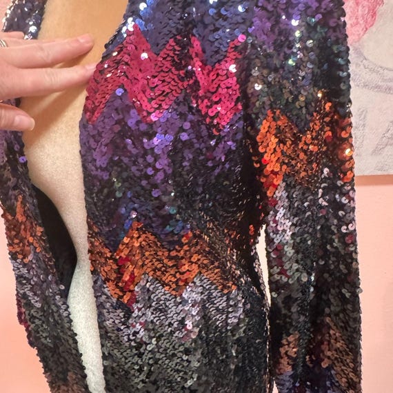 Vintage Sequin Zigzag Pattern Jacket - image 3