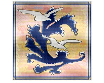 Gulls Cross Stitch Pattern, PDF Instant Download, Seagulls at Sunset Nautical Cross-Stitch Pattern