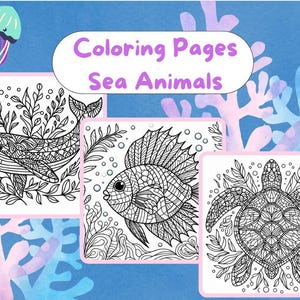 Sea Animals Coloring Pages – Ocean Life Digital Download Coloring Sheets for Kids and Adults.Printable Sea Creatures – Ocean Animal-14 pages