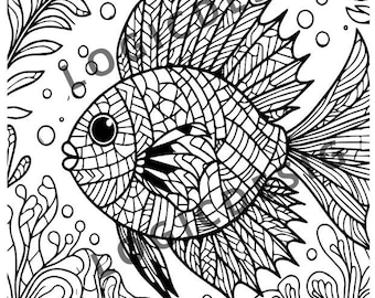 Dibujos para colorear de animales marinos: ilustraciones de la vida en el océano (14 páginas) (Descarga digital)
