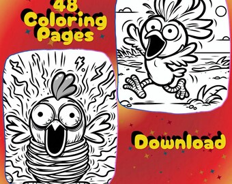 Pollo Loco – Libro para Colorear Digital para Niños y Adultos (48 Páginas)