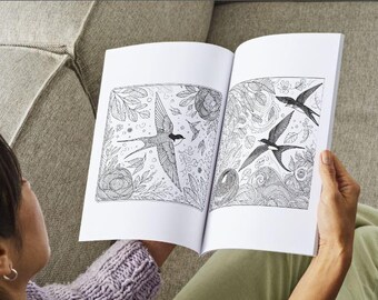 Mindfulness Bird Coloring Book: 50 Pages, Relaxing Art (PDF & PNG)