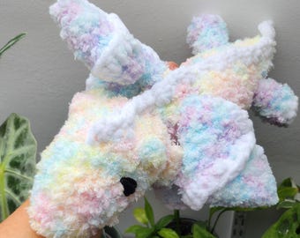 Dragon Crochet Plush Handmade DnD Decoration Adorably Fairy Core Iridescent Soft Snuggly Warm Puppet Adult Toy Cutie Gift for Girlfriend