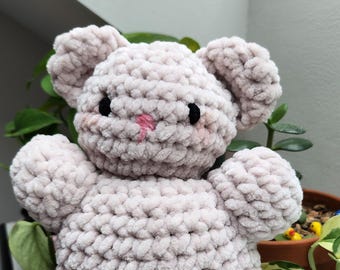 Soft Silly Teddy Bear For Bear Fans Ready To Take An Adventure Light Grey Minimalistic One of A Kind Handmade Plush Plushy Kuscheltier