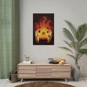Calcifer Print: Howl&#39;s Moving Castle, Cheerful Ghibli Art