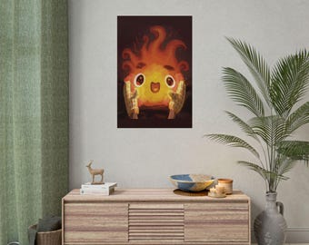 Calcifer Print: Howl's Moving Castle, Cheerful Ghibli Art