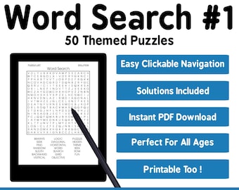 50 Themed Word Search Puzzles for Kindle Scribe & reMarkable (Digital Download)