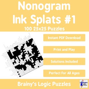 Nonogram Ink Splat Puzzles: 100 logiska hjärngymnastikpussel (PDF-nedladdning)