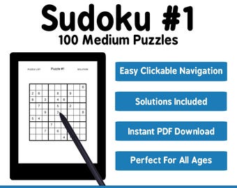 100 Medium Sudoku Puzzles With Solutions: Kindle Scribe & reMarkable (PDF Download)