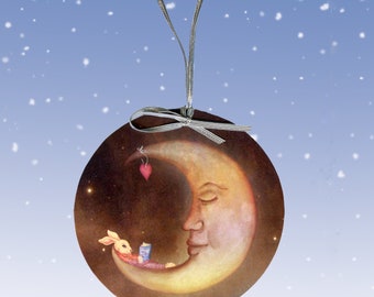 Rabbit Moon on a Sea of Clouds Paper Ornament