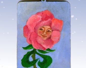 Rosey, Original Hand -Painted Ornament